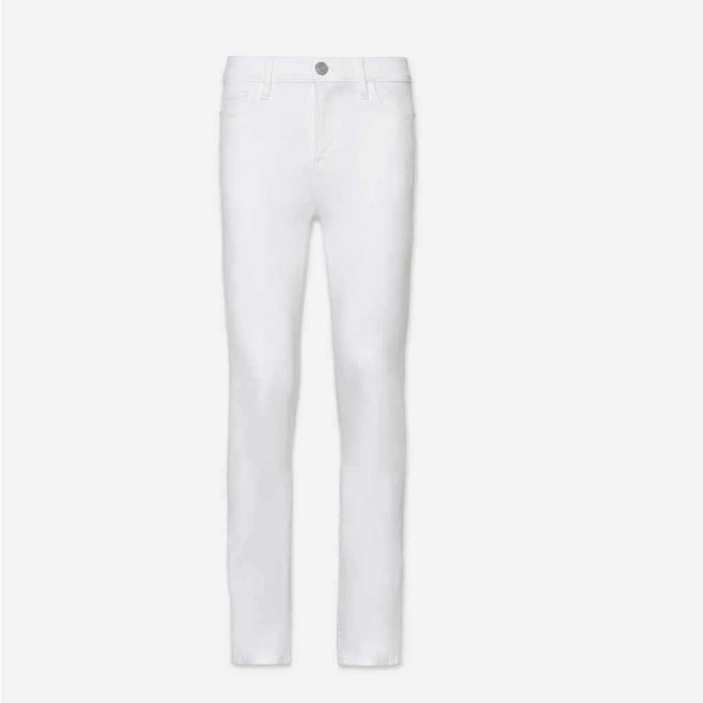 FRAME High-waisted straight jeans in white denim